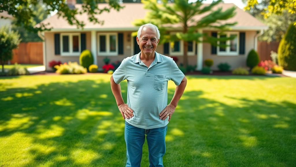 Affordable lawn care Shelby MI homeowner with pristine green yard